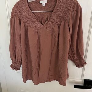 Women's Smocked Blouse in Dusty Rose